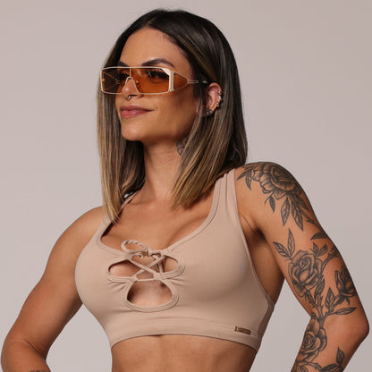 Nude Open Front Top