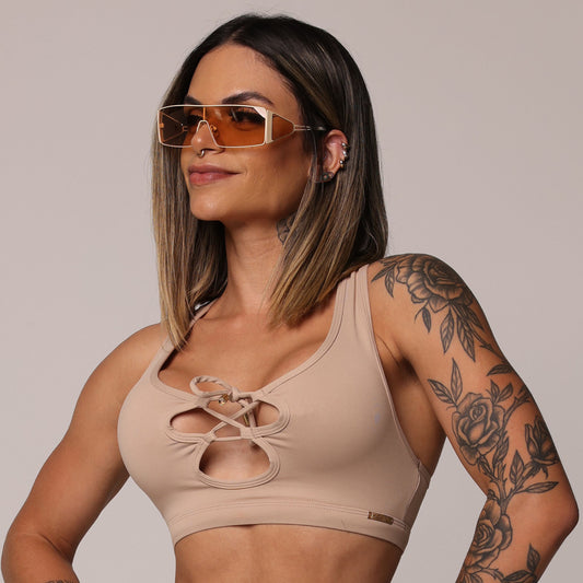 Nude Open Front Top