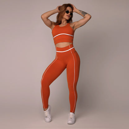 Orange liso empina bum bum leggings