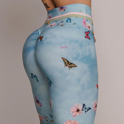 Blue Flowers Empina bum bum Leggings