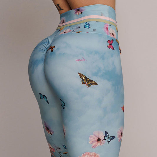 Blue Flowers Empina bum bum Leggings