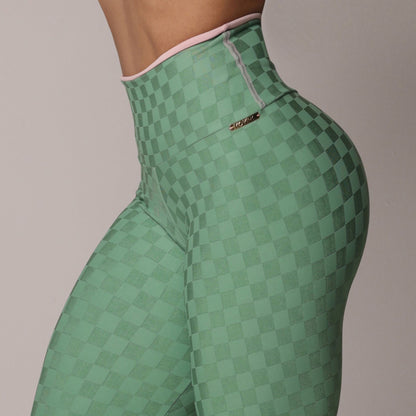 Green Squares Empina bum bum Leggings