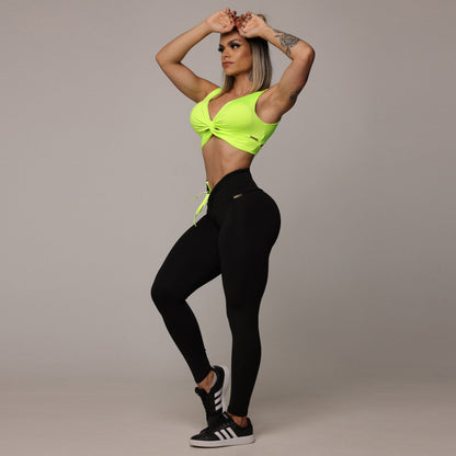 Black liso neon empina bum bum leggings
