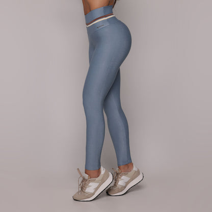 Blue Glossy Empina BumBum Leggings