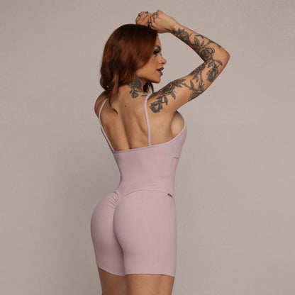 Rosa Canelado Seco Short Jumpsuit