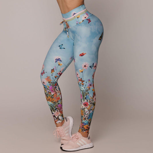 Blue Flowers Empina bum bum Leggings