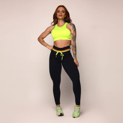 Black liso Orange Neon empina bum bum leggings