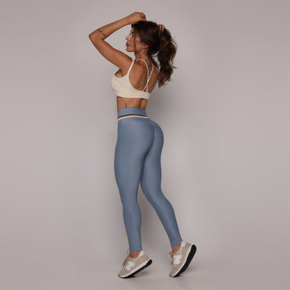 Blue Glossy Empina BumBum Leggings