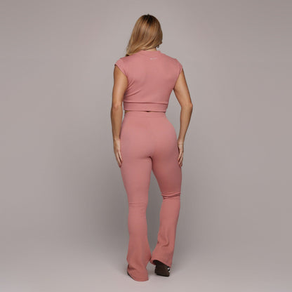 Peach Crunchy Flare leggings Set