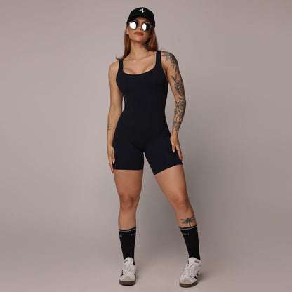 Black Liso Short Jumpsuit