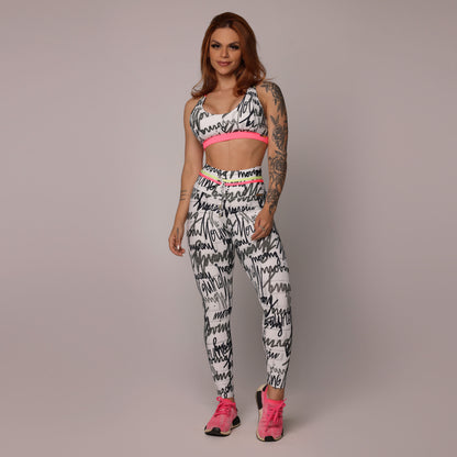 Gray Graffiti empina bum bum leggings
