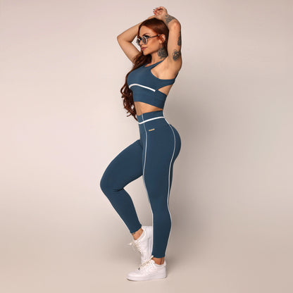 Dark Blue liso empina bum bum leggings