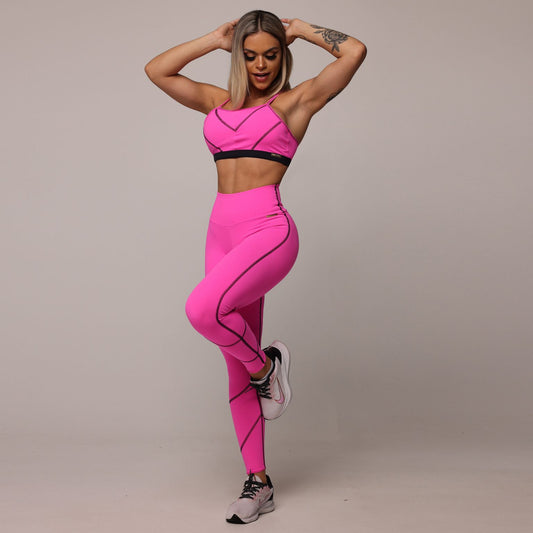 Rosa Neon Lines Empina bum bum leggings