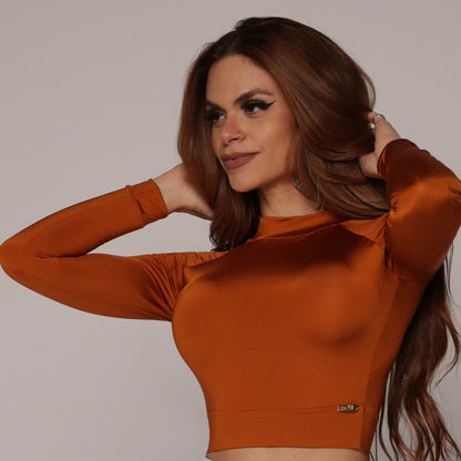 Brown Glossy long Top