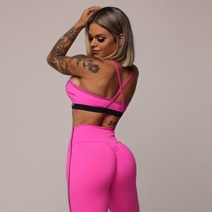 Rosa Neon Lines Empina bum bum leggings