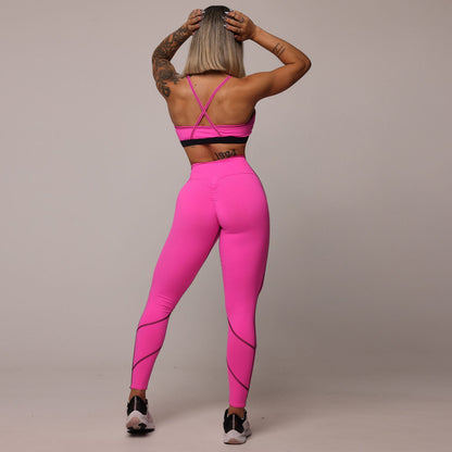 Rosa Neon Lines Empina bum bum leggings
