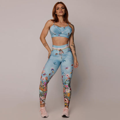 Blue Flowers Empina bum bum Leggings