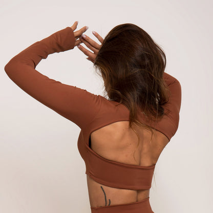 Brown Liso Long Top