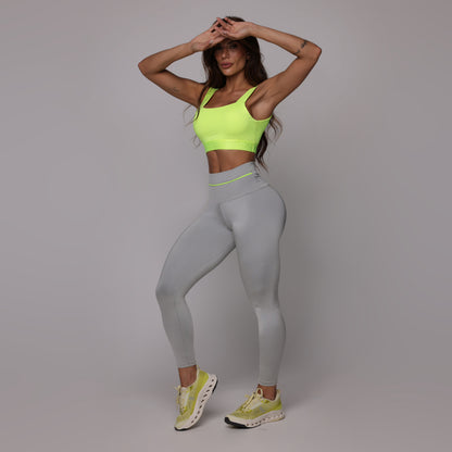 Blackout Glossy Gray Neon empina bum bum leggings
