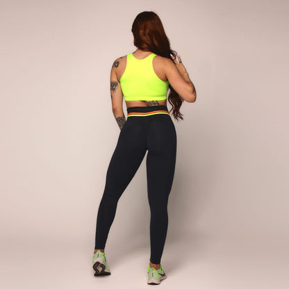 Black liso Orange Neon empina bum bum leggings
