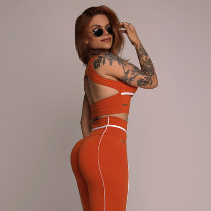 Orange liso empina bum bum leggings