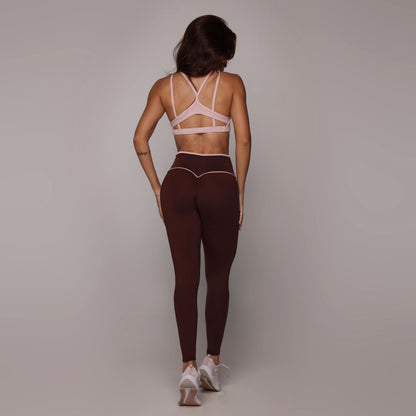 Espresso and Rosa Heart leggings