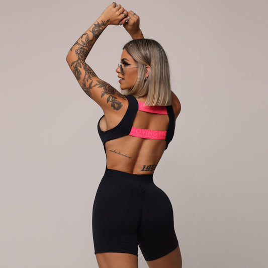 Black Liso elastic Short Jumpsuit