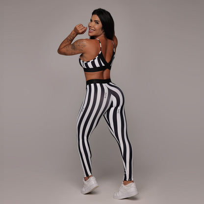 Black And White elastic Regular leggings