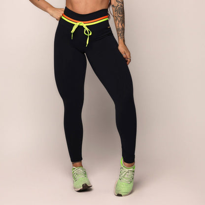Black liso Orange Neon empina bum bum leggings