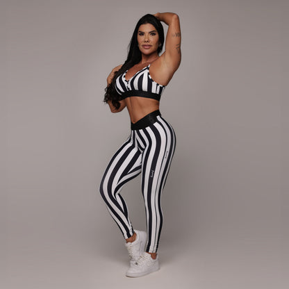 Black And White elastic Regular leggings