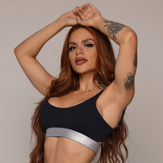 Black liso elastic Top