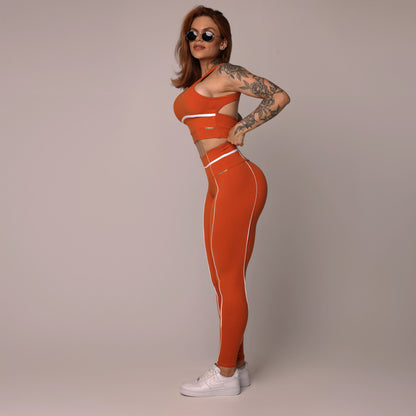 Orange liso empina bum bum leggings