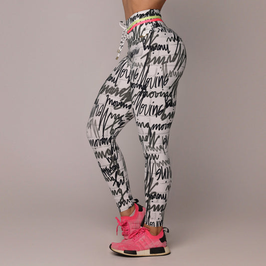 Gray Graffiti empina bum bum leggings