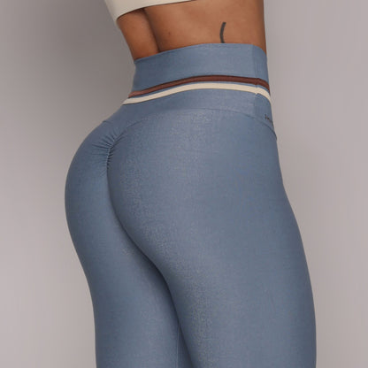 Blue Glossy Empina BumBum Leggings