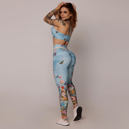 Blue Flowers Empina bum bum Leggings