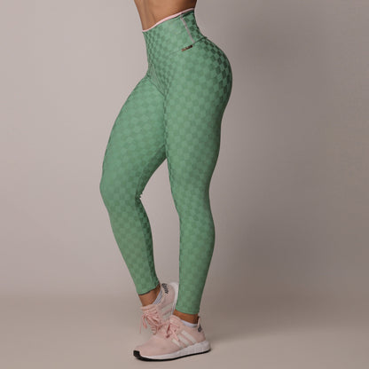 Green Squares Empina bum bum Leggings