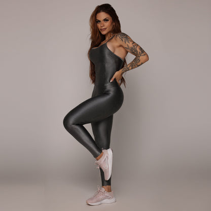 Black Glossy Jumpsuit