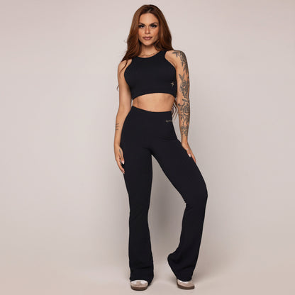 Black Crunchy Flare Leggings
