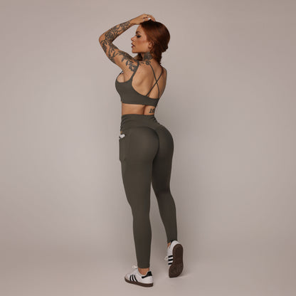 Verde Amazona Pockets empina bum bum leggings