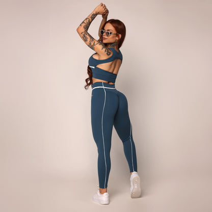 Dark Blue liso empina bum bum leggings