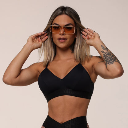 Black Liso elastic Top