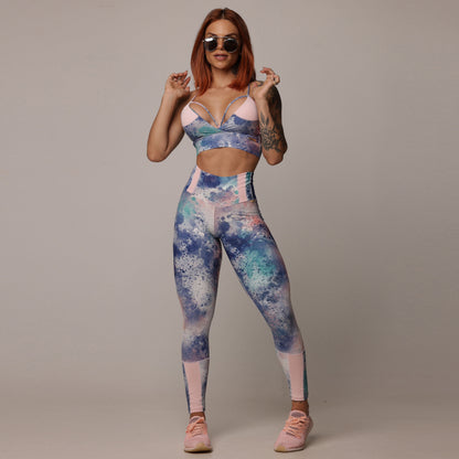 Marissa Rosa and Blue Leggings Set