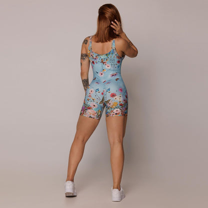 Blue Flowers Short Jumpsuit