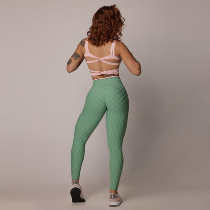 Green Squares Empina bum bum Leggings