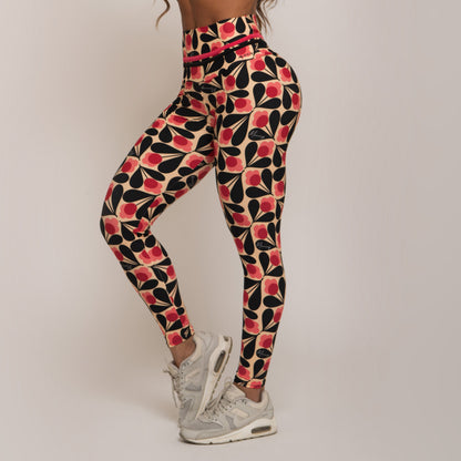 Red Flowers Empina bum bum leggings