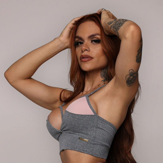 Gray Rosa liso Top