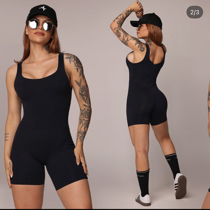 Black Liso Short Jumpsuit