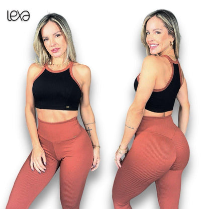 Brown And Black leggings Set