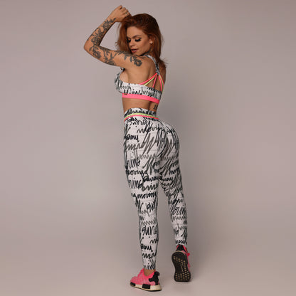 Gray Graffiti empina bum bum leggings