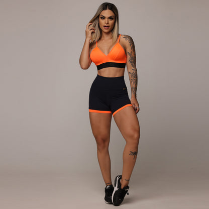 Black And Orange neon liso Short